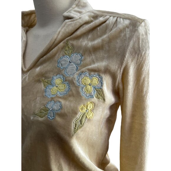 Sultra Vintage 70's Terry Cloth Velour Collared Blouse Long Sleeve Sz Large Yell - Picture 3 of 12